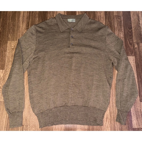 Italian Merino Wool Polo Long Sleeve Sweater XL - Picture 1 of 4